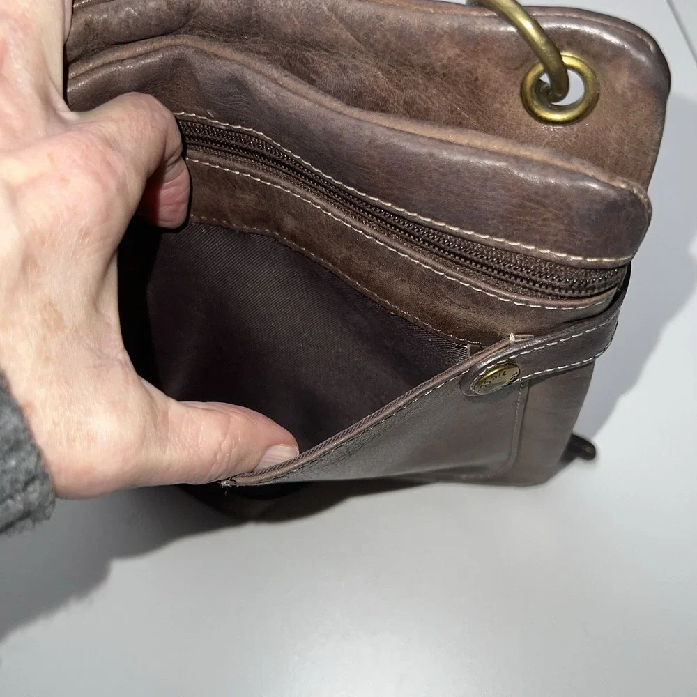 Vintage FOSSIL Brown Full Grain Soft Leather Crossbody Shoulder Bag